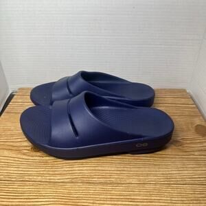 Oofos OOahh Recovery Slides Mens 6 Womens 8 Navy Blue Foam Sandals Slip On